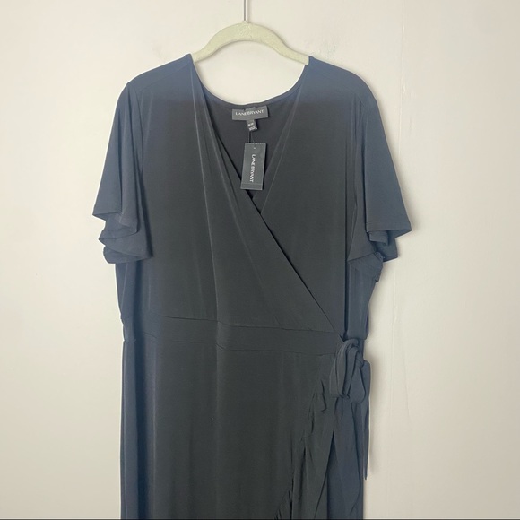 NWT Lane Bryant Soft Stretch Jersey Knit Faux Wrap Midi Dress Black size 2X - Picture 5 of 13